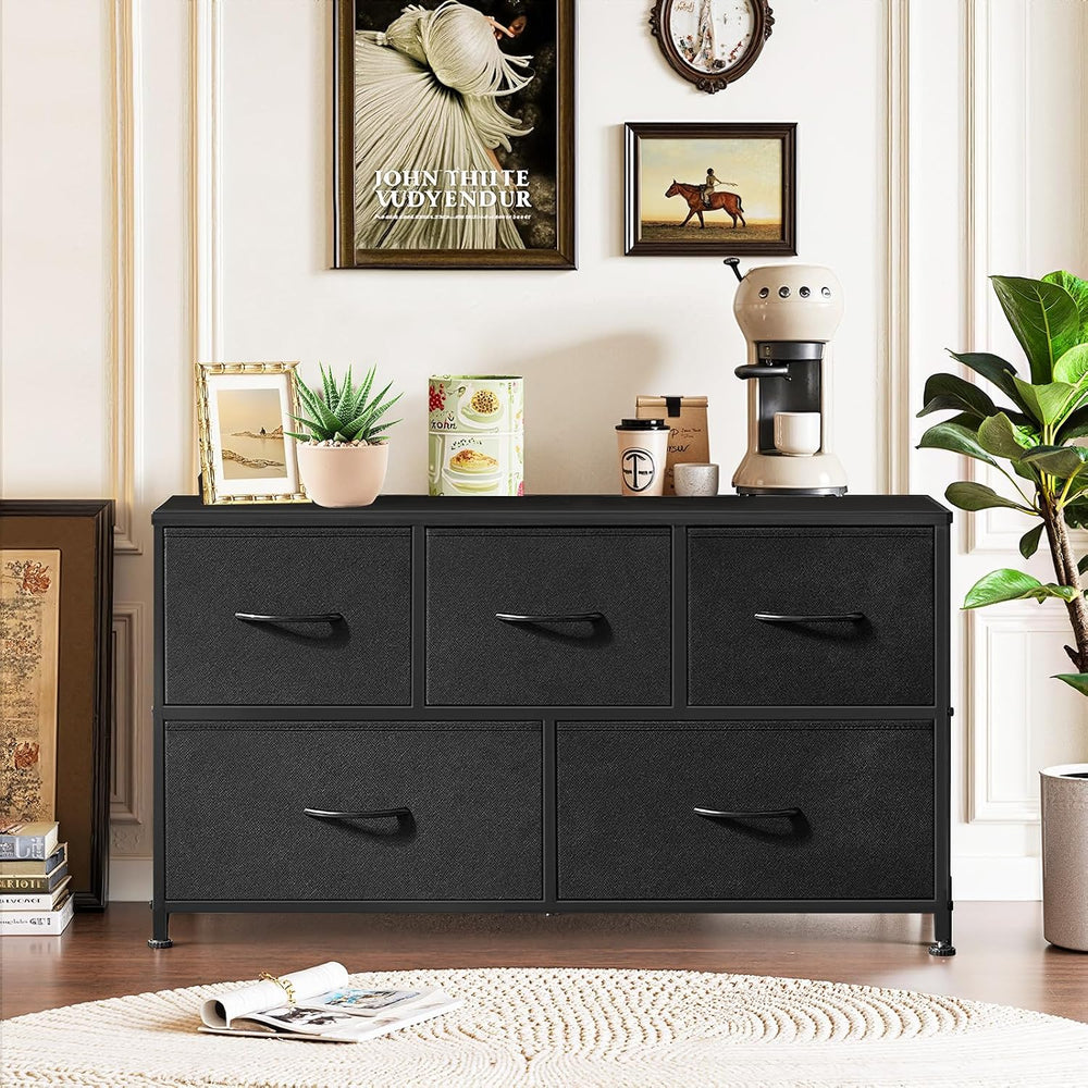 5-Drawer Dresser for Bedroom, Anti-Tip Wide Storage Organizer Fabric