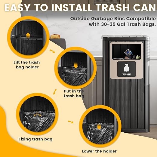 22 Gallon Outdoor Trash Can Waterproof Resin Garbage Can - Image 6