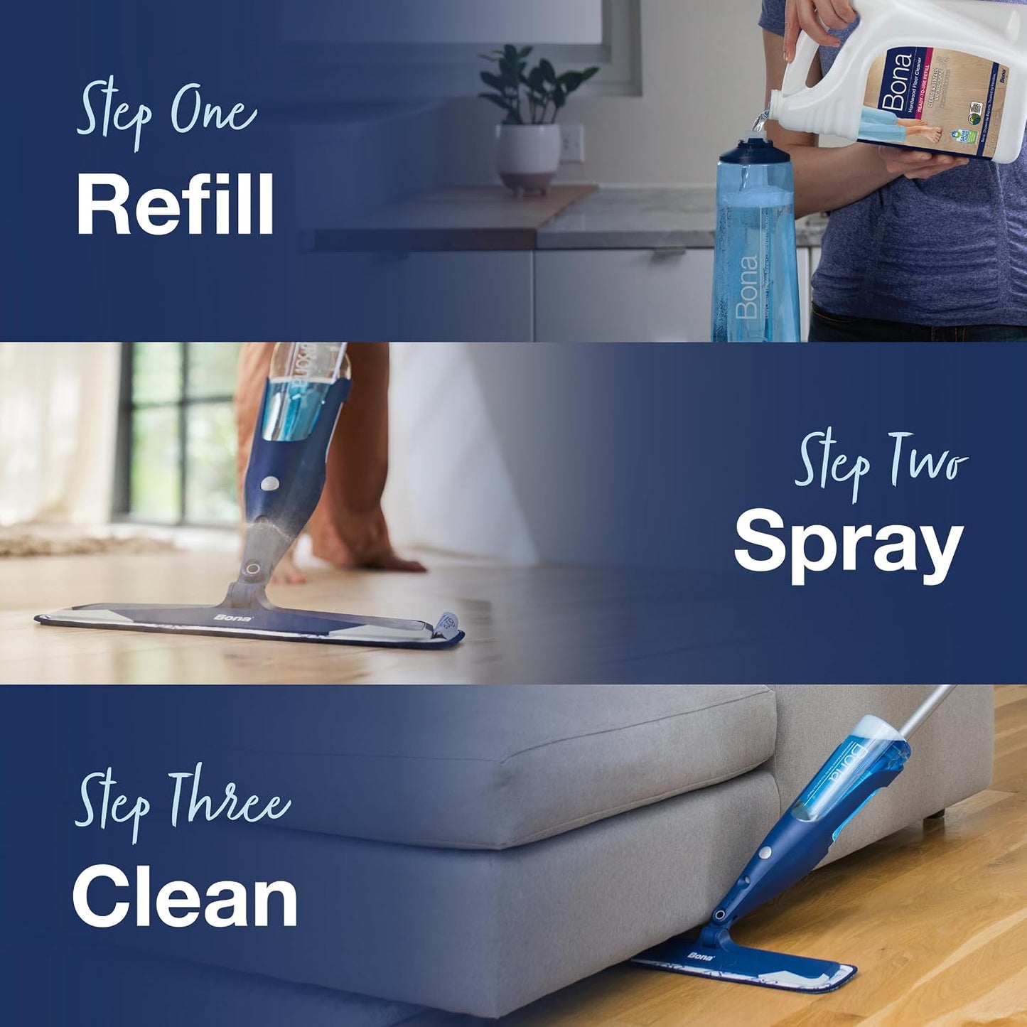Bona Hardwood Floor Cleaner Refill - 128 fl oz - Unscented | Refill for Bona Spray Mops and Spray Bottles - Residue-Free Floor Cleaning Solution for Wood Floors