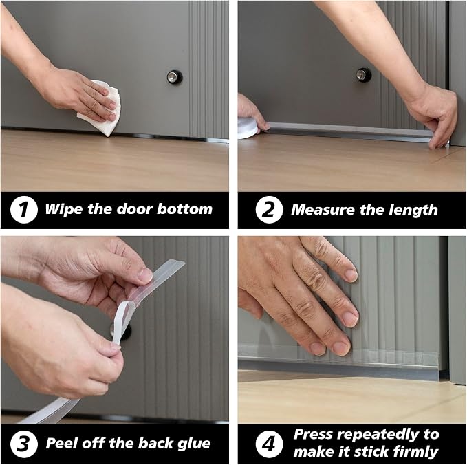 RECAPS 25mm 16.4 Feet Silicone Weather Stripping Door Seal, Transparent Under - Image 3