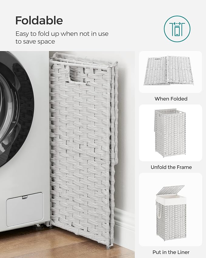 SONGMICS Laundry Hamper with Lid, 17.2 Gallon Synthetic Rattan Clothes Laundry - Image 8