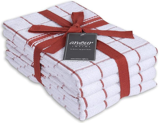 AMOUR INFINI Terry Cotton Kitchen Towels 4-Pack by AmourInfini