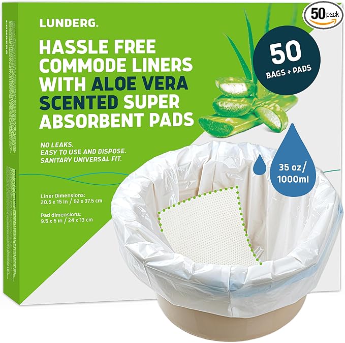 Lunderg Commode Liners with Absorbent Pads by LUNDERG