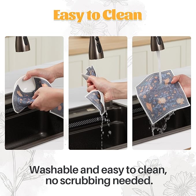 JOYMOOP 12 Pack Decorate Cleaning Cloth, Reusable Absorbent Dish Towels - Image 5
