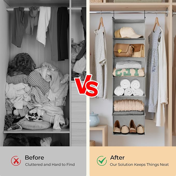 GRANNY SAYS 6 Shelf Hanging Closet Organizers and Storage, Collapsible Closet - Image 6