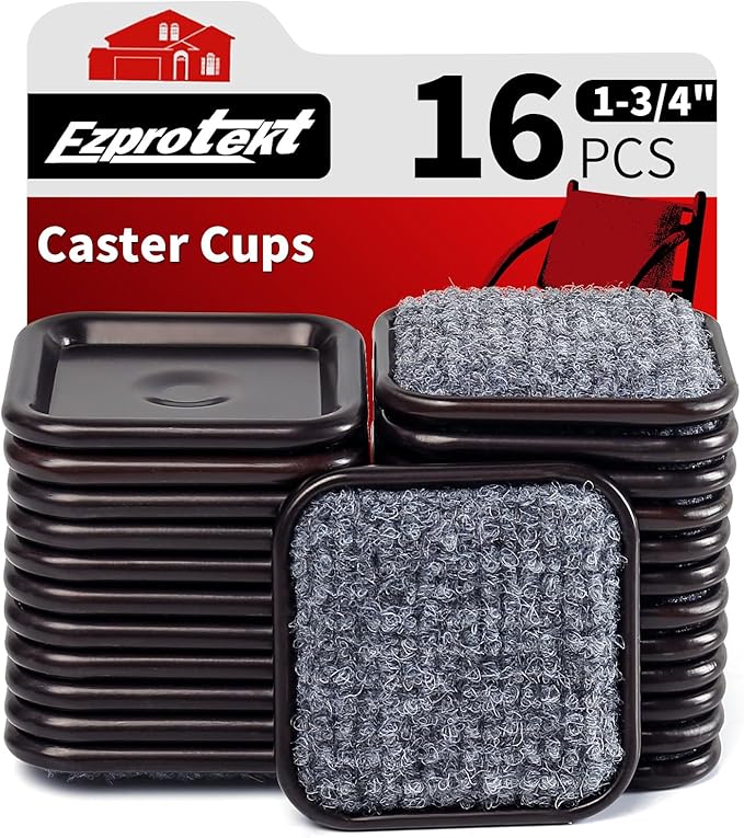Ezprotekt 1 3/4" Square Reusable Felt Furniture Caster Cups by VisittheEzprotekt