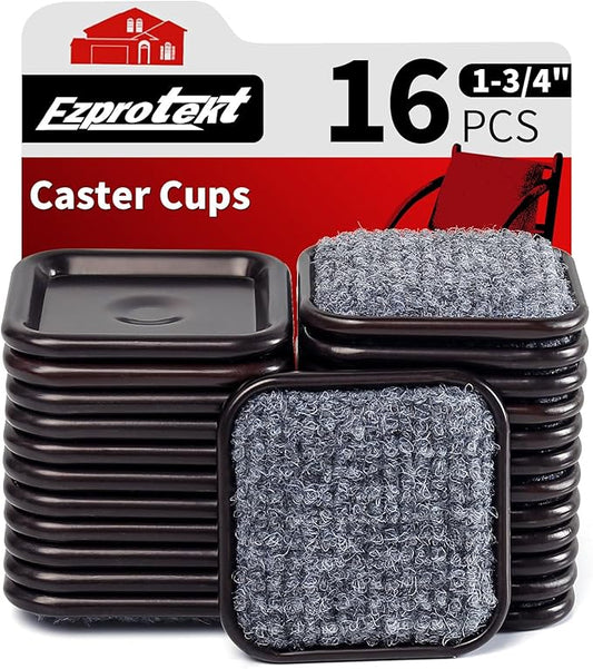 Ezprotekt 1 3/4" Square Reusable Felt Furniture Caster Cups by VisittheEzprotekt