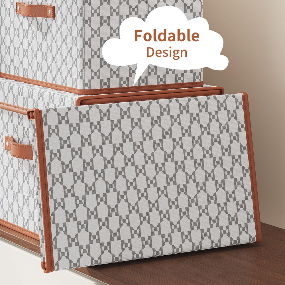 Tuza 4 Pack Fabric Storage Bins with Lids, Collapsible Closet Organizer Conta...