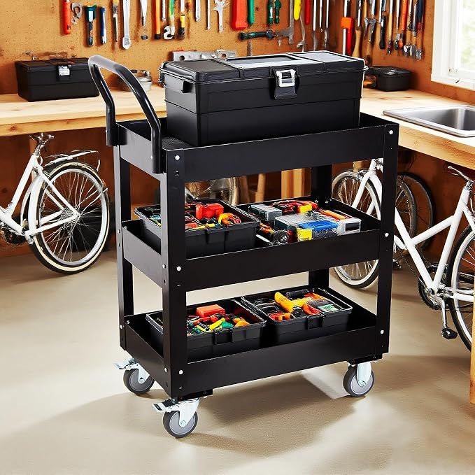 3 Tray 29.3 inch Tool Cart, self Assembly, 300 LBS Capacity Rolling Tool Carts - Image 8