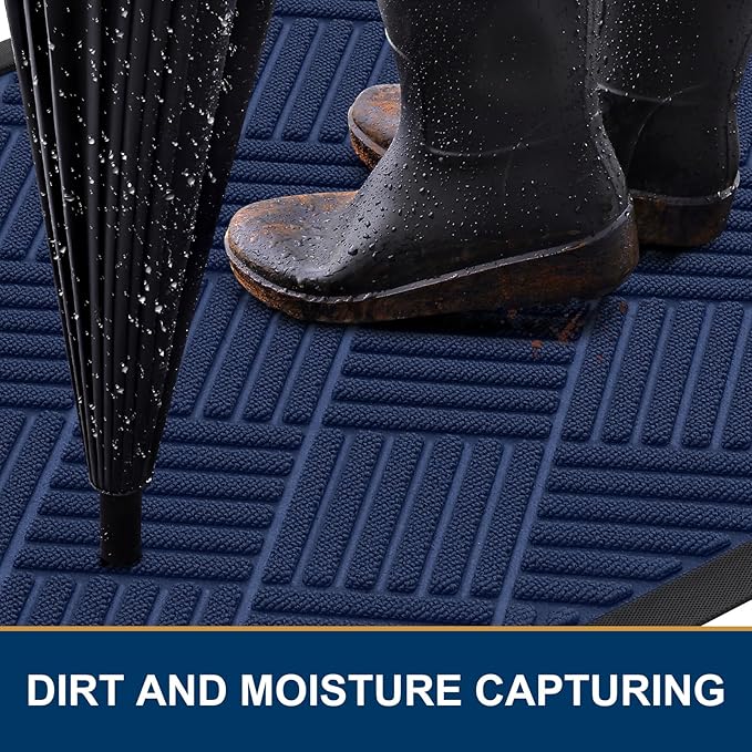 Smiry Front Door Mat Outside Entrance, Heavy Duty Outdoor Indoor Natural Rubber - Image 3