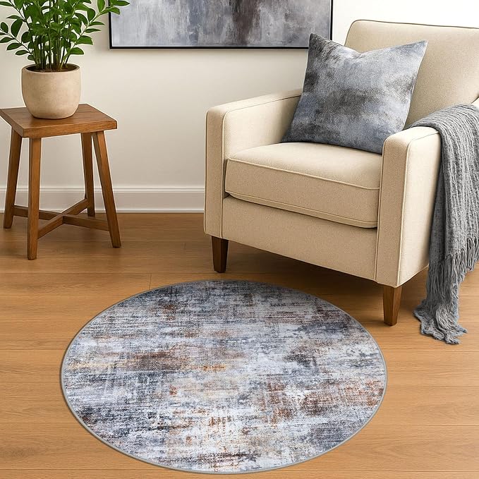 IOHOUZE Round Area Rug 3 Ft Circle Entryway Rugs Round Washable Door Mat Indoor - Image 2