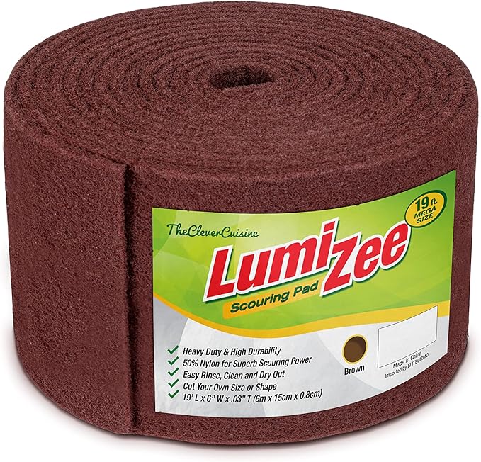 Heavy Duty Scrubbing Pad Roll 19ft Ultra Size Sponge Scouring Pad Brown19ft x by The+Clever+Cuisine