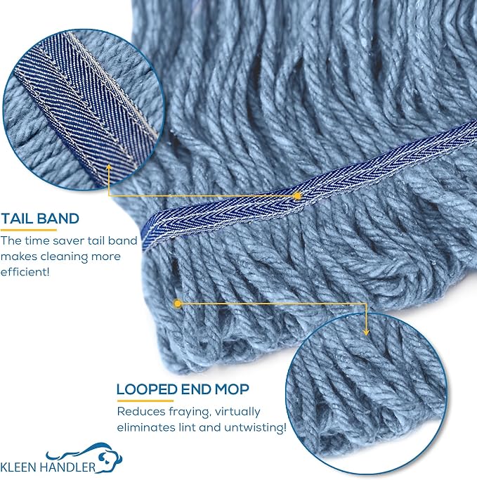 KLEEN HANDLER HEAVY DUTY Commercial Mop Head Replacement, Wet Industrial Blue - Image 8