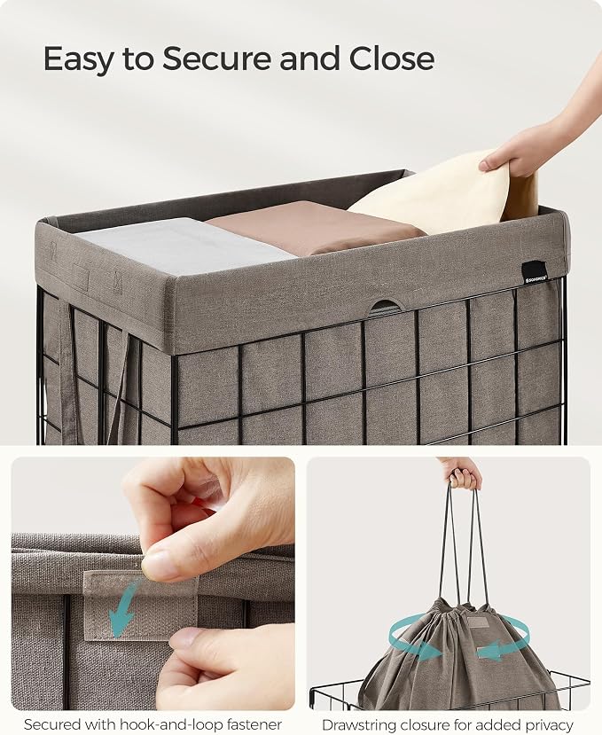 SONGMICS Laundry Hamper, 29 Gal. Laundry Basket, Collapsible Clothes Hamper - Image 4