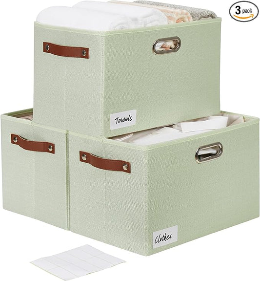 Large 3-Pack Foldable Fabric Storage Bins by Bagnizer