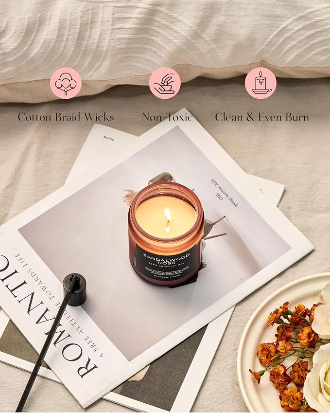 M&SENSE Sandalwood Rose Scented Candle 7.05oz 50 Hours Long Lasting Burn - Image 5
