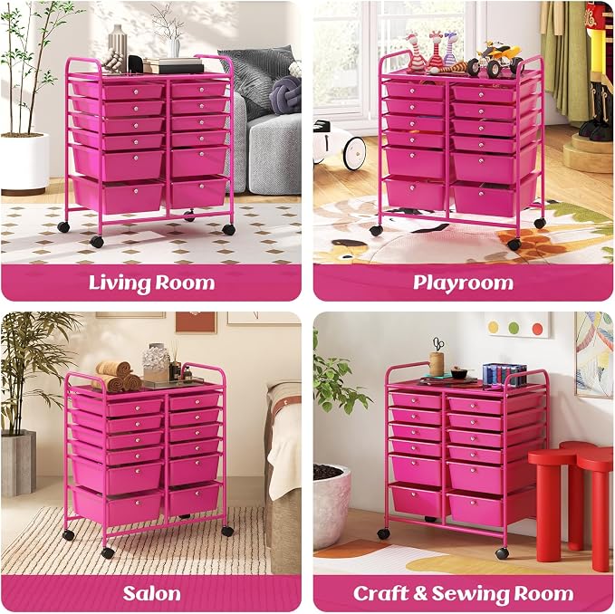 GOFLAME 12-Drawer Rolling Storage Cart, Mobile Utility Cart - Image 7
