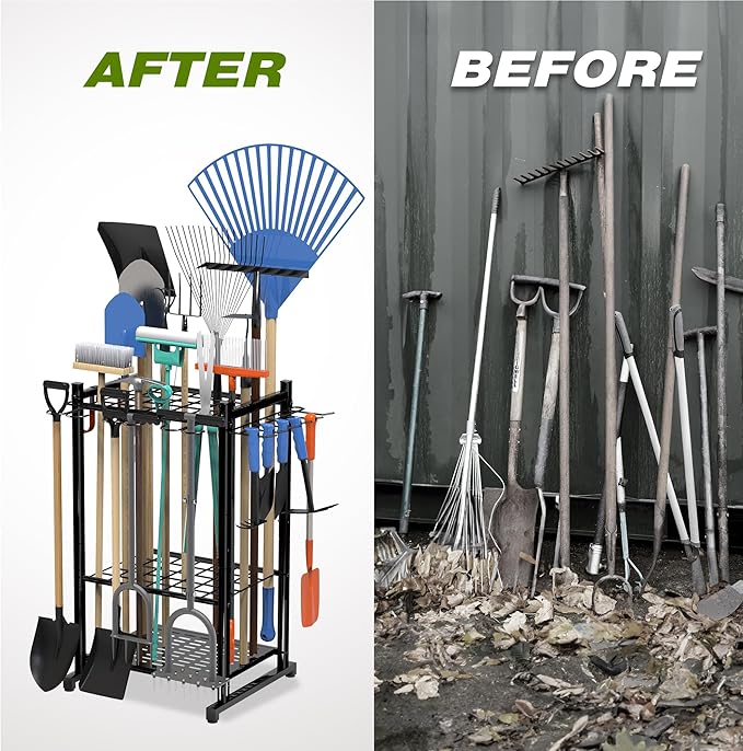 Garden Tool Organizer Rack Up to 50 Tools, Heavy-Duty Steel Yard Tool Organizer - Image 8