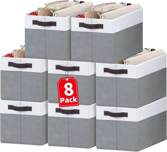 Criusia Large Storage Baskets 8 Pack Versatile Fabric Storage Bins by Criusia