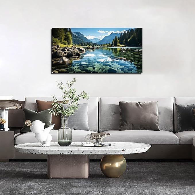 GUGIKA Landscape Wall Art for Living Room, Mountain and Lake Wall-Decor for - Image 2