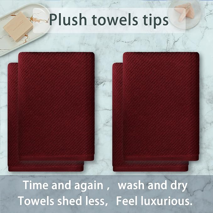 VOOVA & MOVAS Red Bath Towels, 4 Pack Large 30" x 56" - Image 3
