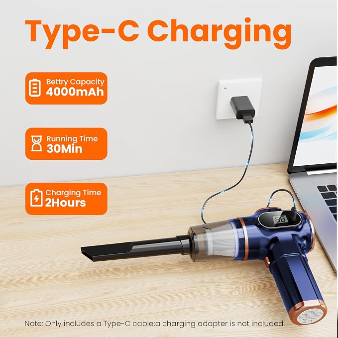 Portable Car Vacuum Cordless Mini Handheld Vacuums Cleaner Rechargeable - Image 5