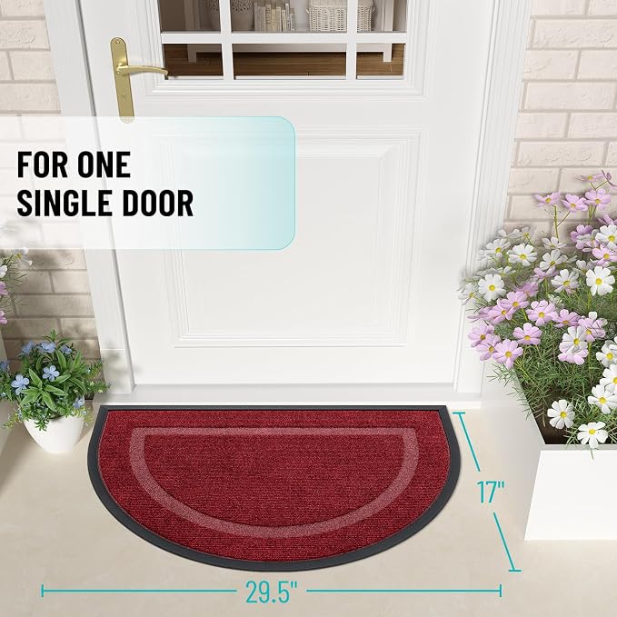 OLANLY Half Circle Door Mat Indoor Outdoor Entrance Welcome, Waterproof - Image 2