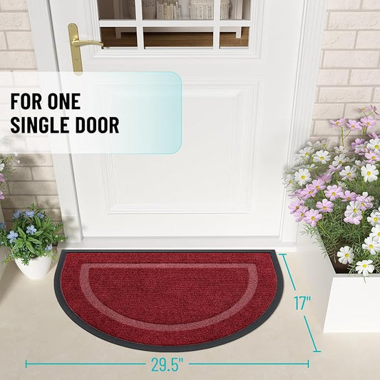 OLANLY Half Circle Door Mat Indoor Outdoor Entrance Welcome, Waterproof - Image 2