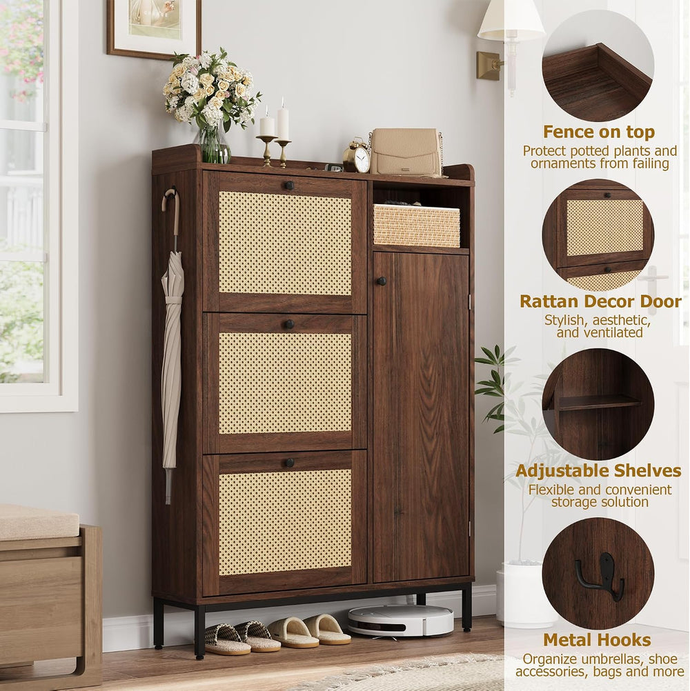 Garvee Shoe Cabinet with 3 Flip Drawers and 4-Tier Shoe Storage Cabinet, Free...