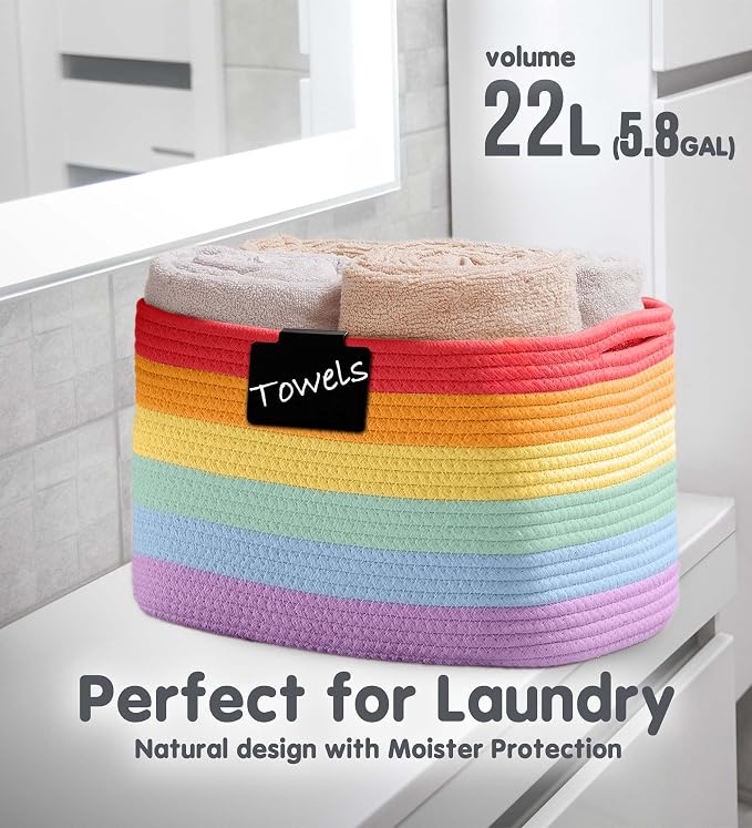 CHAT BLANC Rainbow Cotton Rope Baskets - Image 5