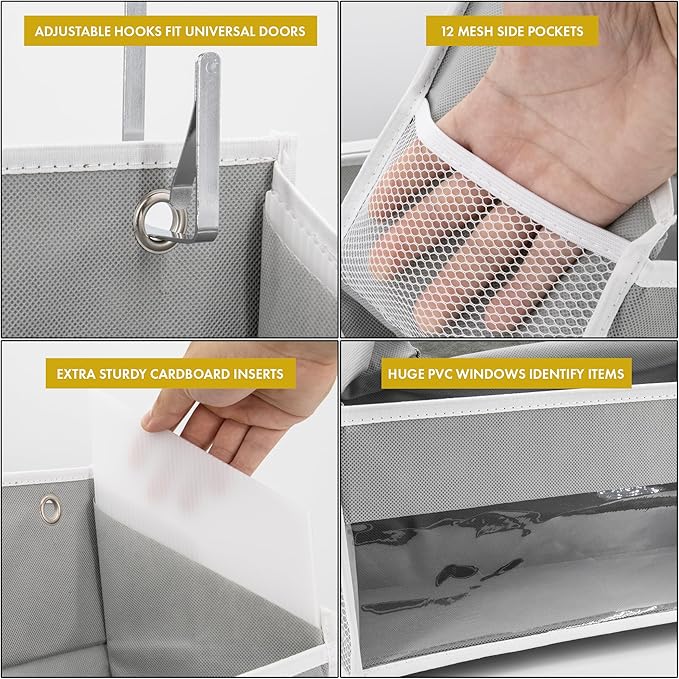 HOMELUX THEORY 2 PC Heavy Duty Over the Door Organizer 55x14x6.7, 6 Large Front - Image 9