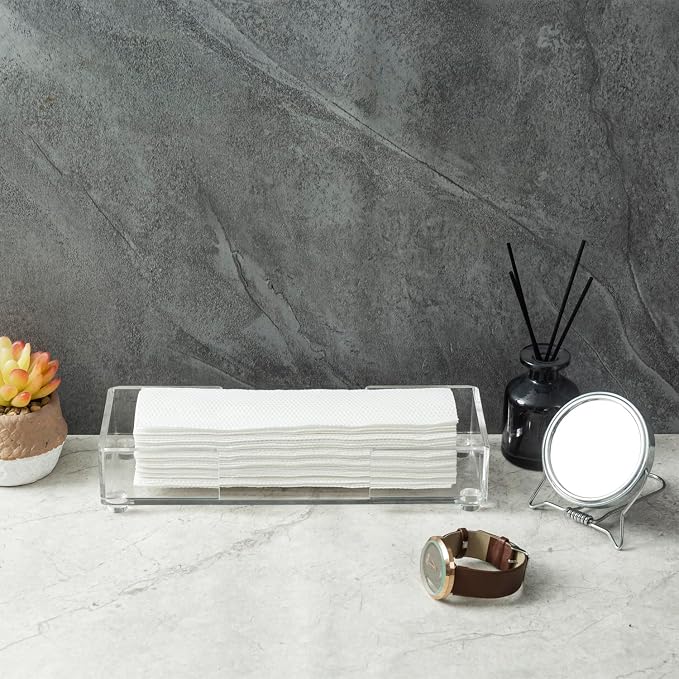 MyGift Modern Premium Clear Acrylic Bathroom Paper Towel Holder - Image 3