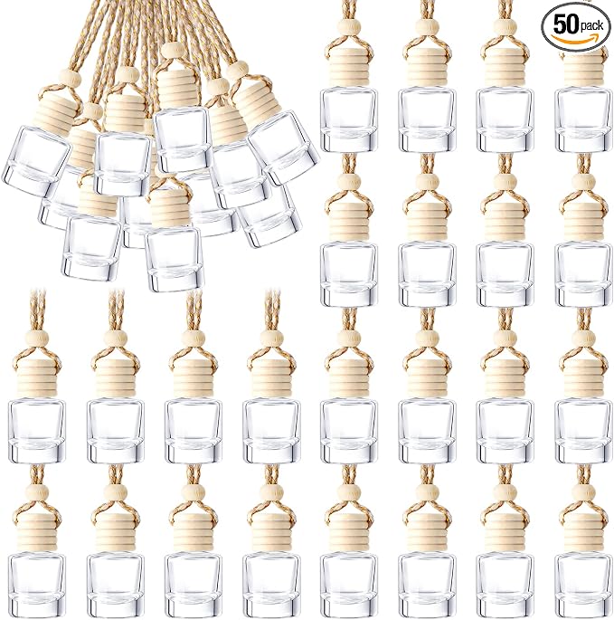BBTO 50 Pcs Hanging Car Air Freshener Car Diffuser Bottles Empty Glass Perfume by BBTO