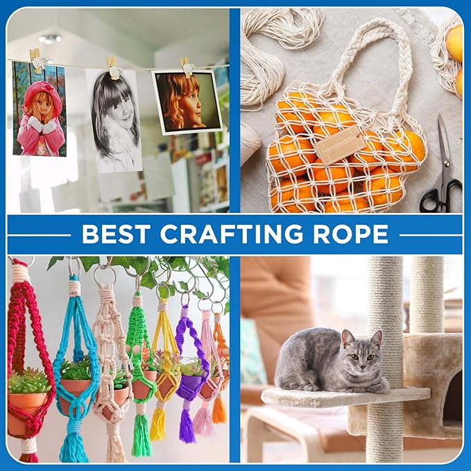 TECEUM Cotton Rope 3/16” – 50 FT – Strong All-Purpose Braided Rope – Natural - Image 8