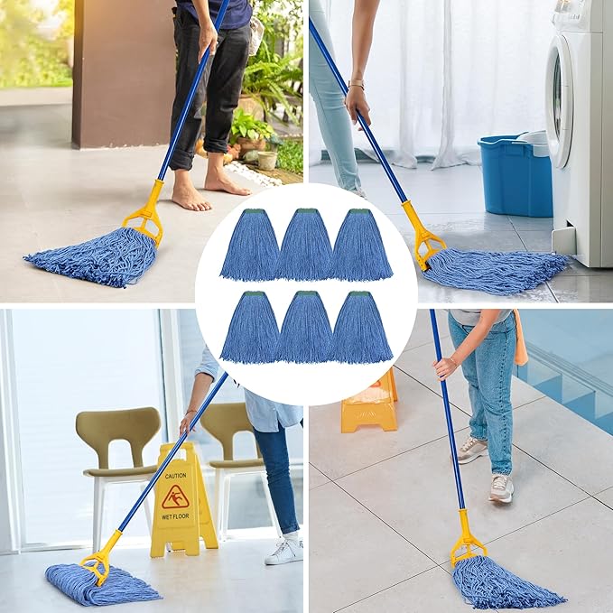 Matthew Cleaning 24oz 6Pack Cotton Floor Mop, Cotton Looped-Open String Heavy - Image 4