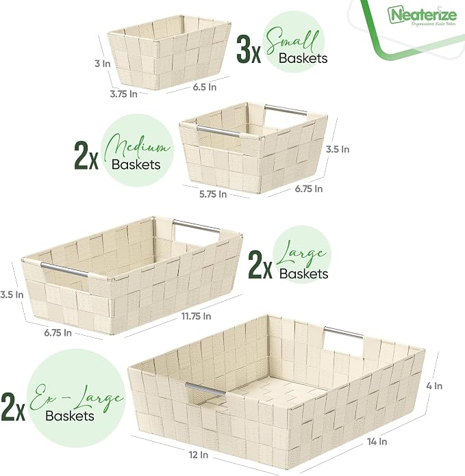 Baskets For Organizing Set Of 9 Cream - Image 2