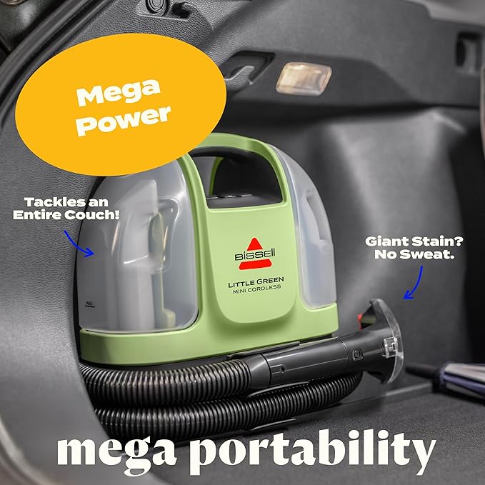 BISSELL Little Green Mini Cordless Portable Carpet and Upholstery Deep Cleaner - Image 5