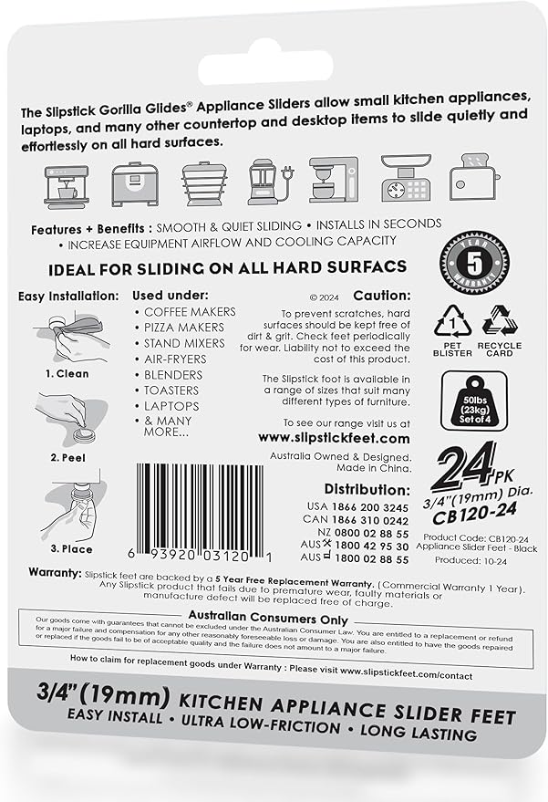 Slipstick GorillaGlides Kitchen Appliance Sliders Self Adhesive Countertop - Image 5