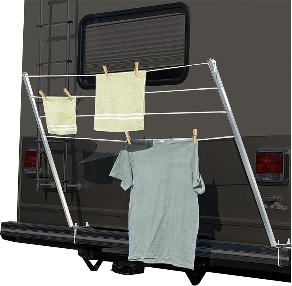 KUAFU RV Clothes Drying Rack Bumper-Mounted Clothesline Compatible with 4&quo...