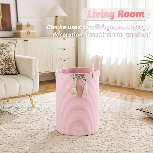 Laundry Basket, Woven Cotton Rope Laundry Hamper, 100L - Image 2