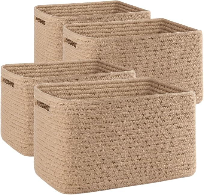 OIAHOMY 4 Pack Storage Baskets for Organizing, Cube Storage Bins for Shelves