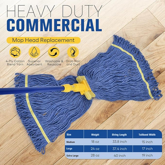Matthew Cleaning Commercial Mop Head Replacement, 5 Inch Wide Headband - Image 2