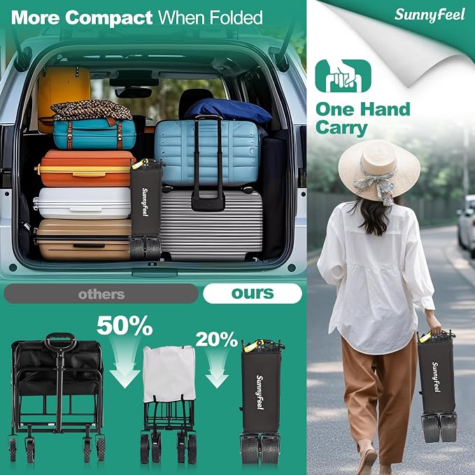 SUNNYFEEL Heavy Duty Collapsible Outdoor Utility Wagon Cart 500LB Capacity - Image 7