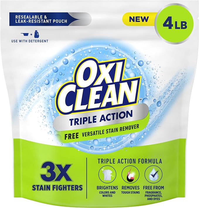 OxiClean Triple Action Free Versatile Stain Remover Powder, Use by OxiClean