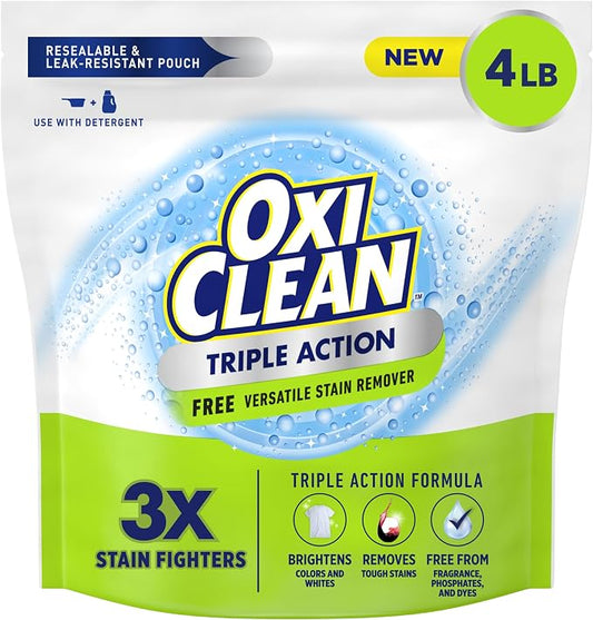 OxiClean Triple Action Free Versatile Stain Remover Powder, Use by OxiClean