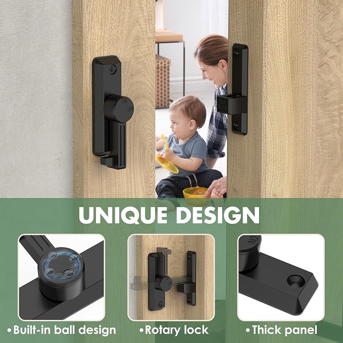Barn Door Lock Latch, 90/180 Degree Flip Sliding Door Latch - Image 5