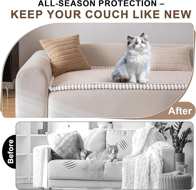 OTOB Couch Covers for Sofa Pet Friendly, Washable & Non Slip Fuzzy Dog Couch - Image 5