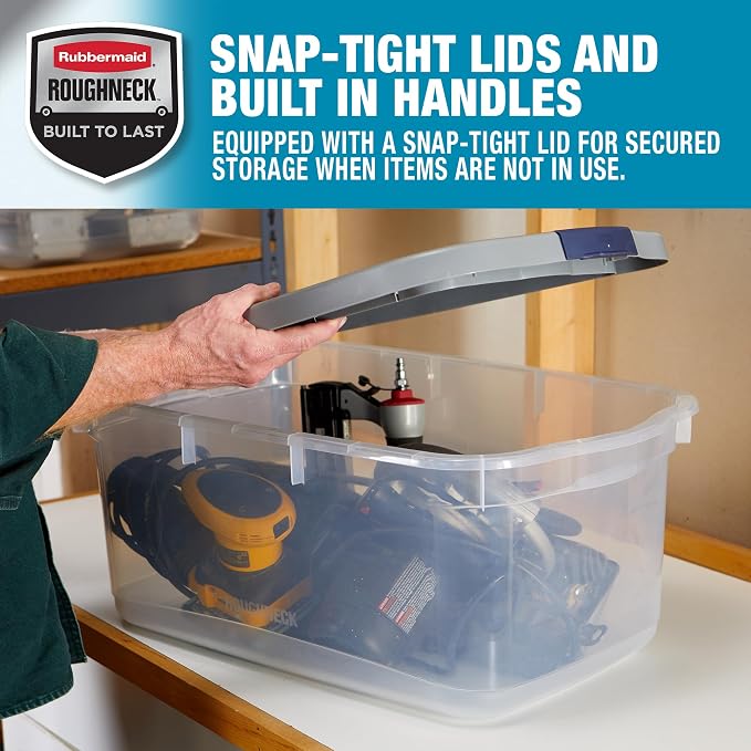 Rubbermaid Roughneck Clear 50 Qt/12 Gal Storage Containers, Visible Base - Image 3
