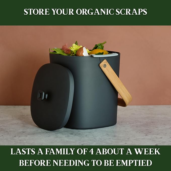 Bamboozle Countertop Compost Bin Kitchen | 1 Gallon | Odorless Composting Bin - Image 4