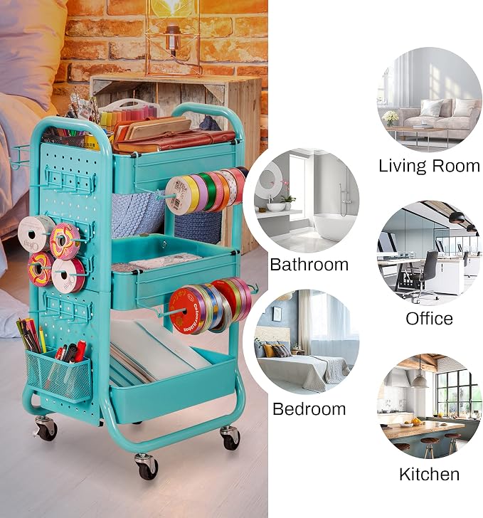 DESIGNA 3-Tier Utility Storage Rolling Cart - Image 2